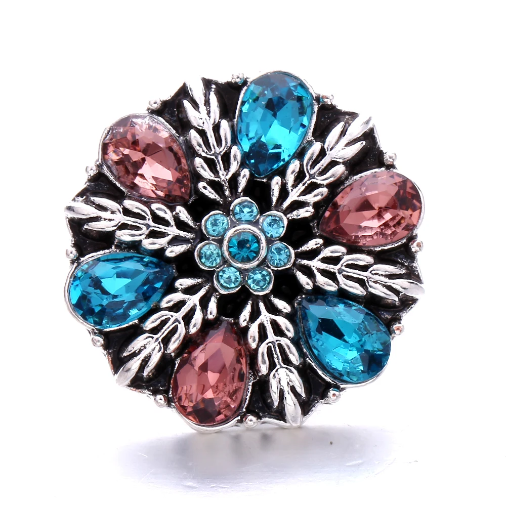20pcs Vintage Flower 18mm Snap Buttons DIY Ginger Charm Fit Snap Button Bracelet Bangle Jewelry Making