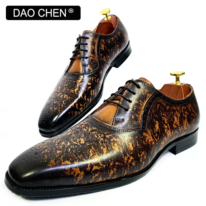 Luxury Brand Men's Oxford Shoes Lace Up Pointed Toe Mens Dress Shoes