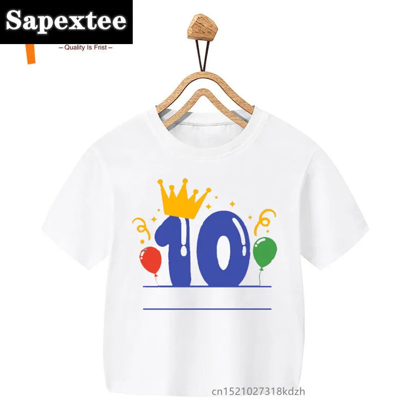 Girls' Summer White T-Shirt with Floral Balloon Print - Kawaii Birthday Design