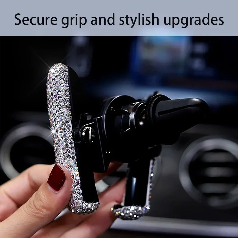 Elegant Crystal Diamond Car Phone Holder with 360° Rotation for a Secure and Stylish Upgrade