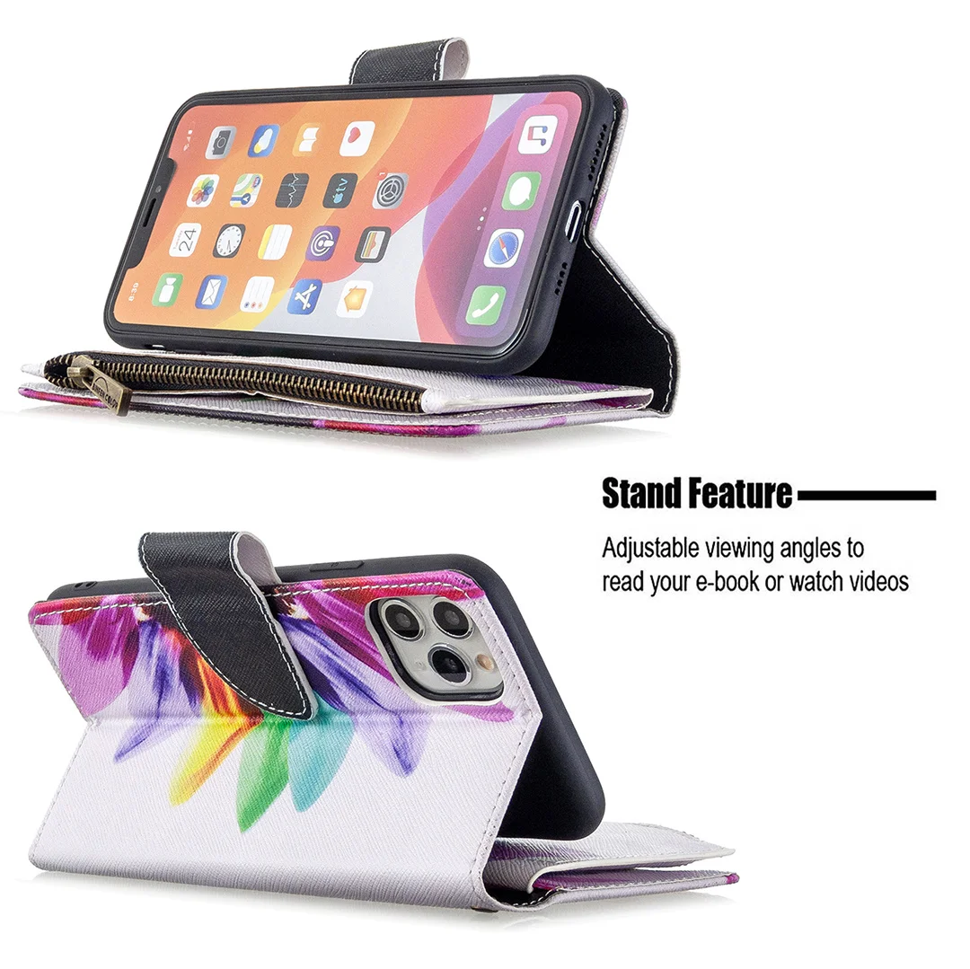 Luxury Leather Wallet For Nokia 5.3 Zipper Case For Nokia 1.3 Case Magnetic Flip Wallet Card Stand Cover Mobile Painted leather