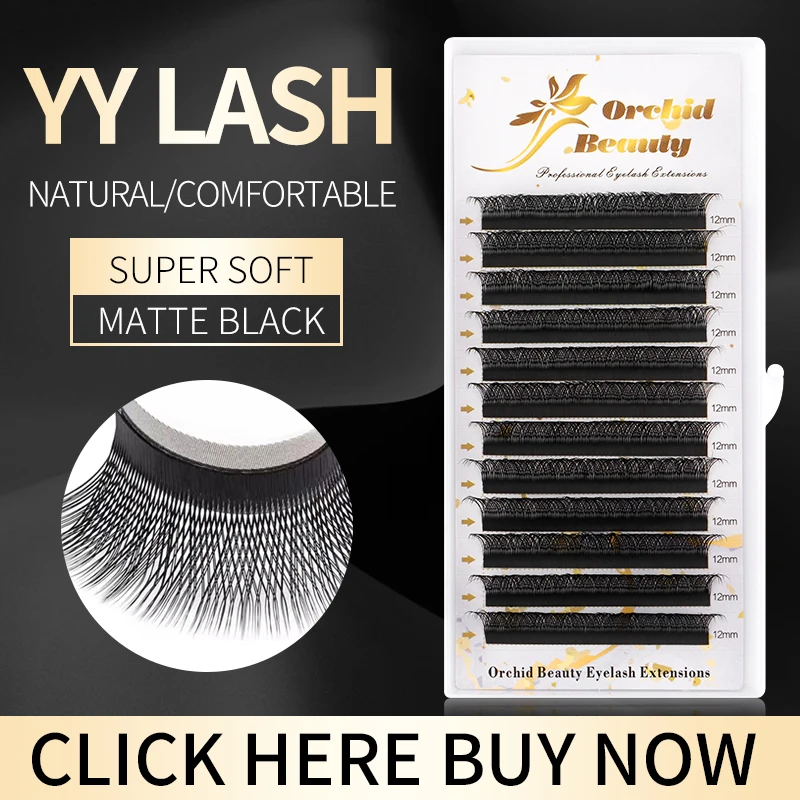 

Orchid Lash YY Shape lashes Hand Woven Premium Mink Soft Natural Eyelash Extension Makeup Mesh Net Cross two tips Lash