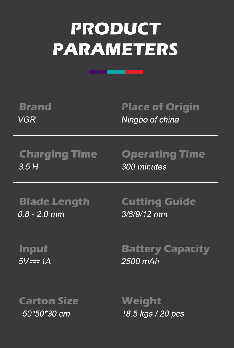 VGR Trimmer Trådløs Klipning Hine Professionel Hår Elektrisk Barber Digital Display Clipper til Mænd V-696_voghion.com
