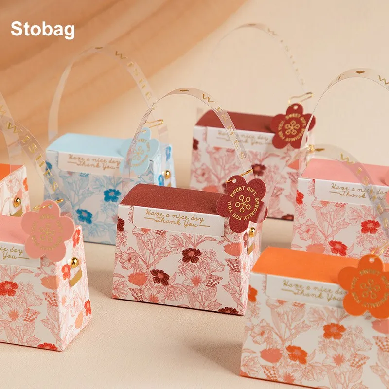 

StoBag 20pcs Candy Packaging Gift Box Kraft Paper Tote Best Wishes Wedding Special Chocolate Sweet Sugar Storage Favor Party