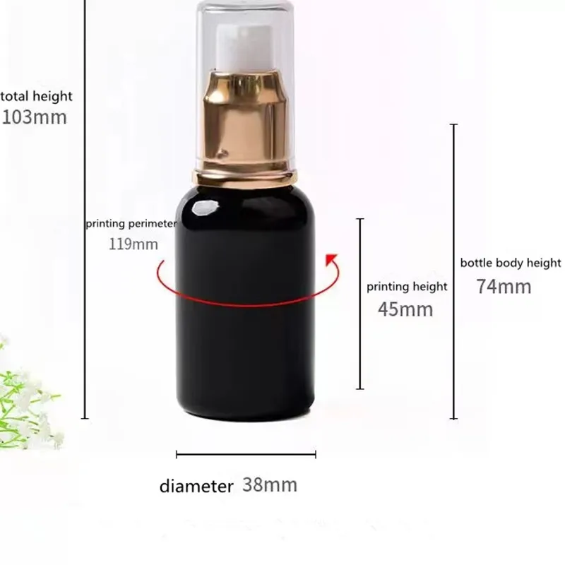 50ml Empty Lotion Pump Refillable Bottles Cosmetic Packaging Bottle Small Sample Clear/Brown/White Bottle Essence Water