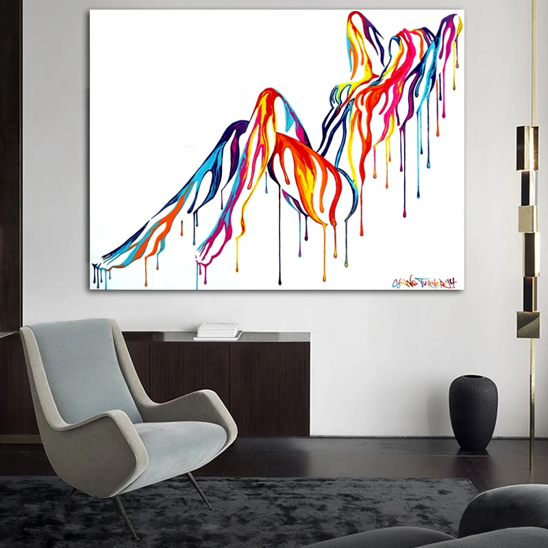 WANGART абстрактная красочная женщина, картина для гостиной, настенные художественные принты, постеры, холст WANGART абстрактная красочная женщина, картина для гостиной, настенные художественные принты, постеры, холст