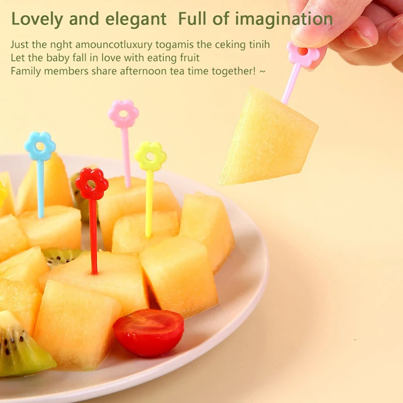

Plastic Fruit Fork Picks Mini Cartoon Children Snack Cake Dessert Picks Toothpick for Bento Party Decoration