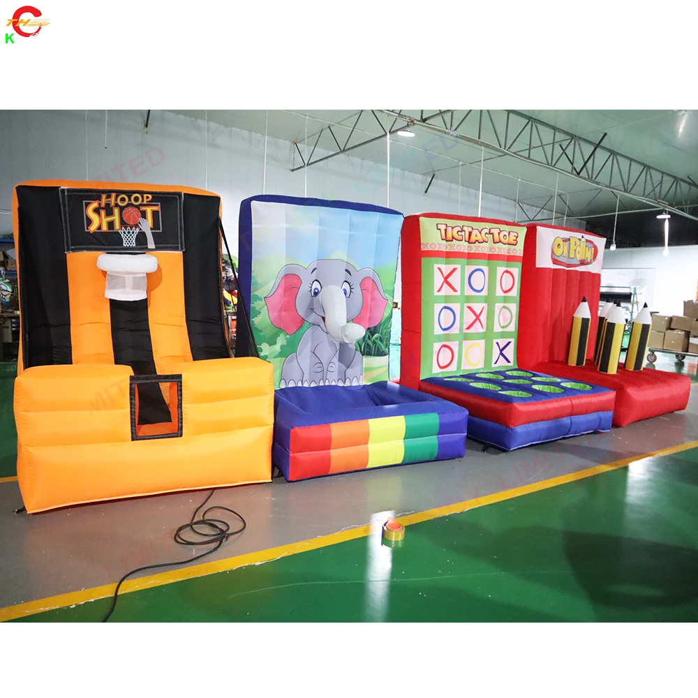 4 in 1 Inflatable Carnival Game Toys Basketball Ring Toss Tic Tac Connect Sport Structure for Christmas Rental Inflatable Toys 3