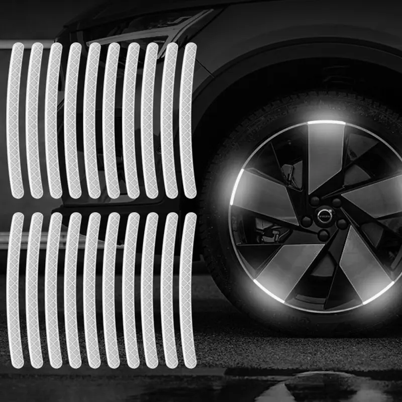 20pcs Car Wheel Hub Reflective Sticker Tire Rim Reflective Strips Luminous for Night Driving Car Bike Motorcycle Wheel Sticker - Image 7