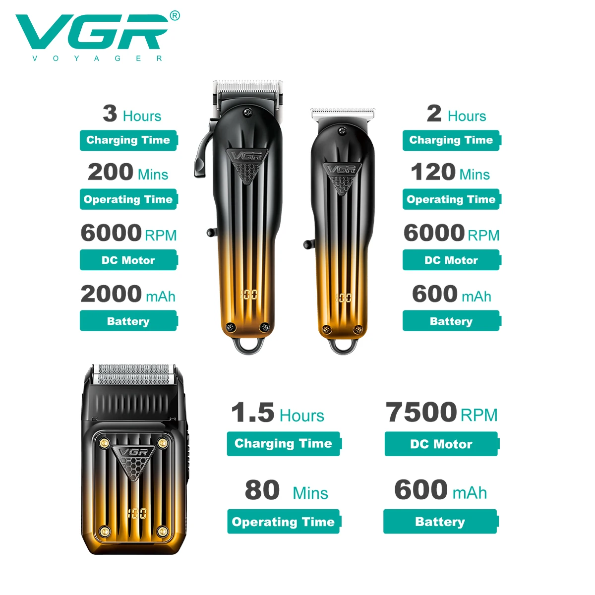 VGR 644 مزيج قص الشعر المتدرج ماكينة حلاقة كهربائي...