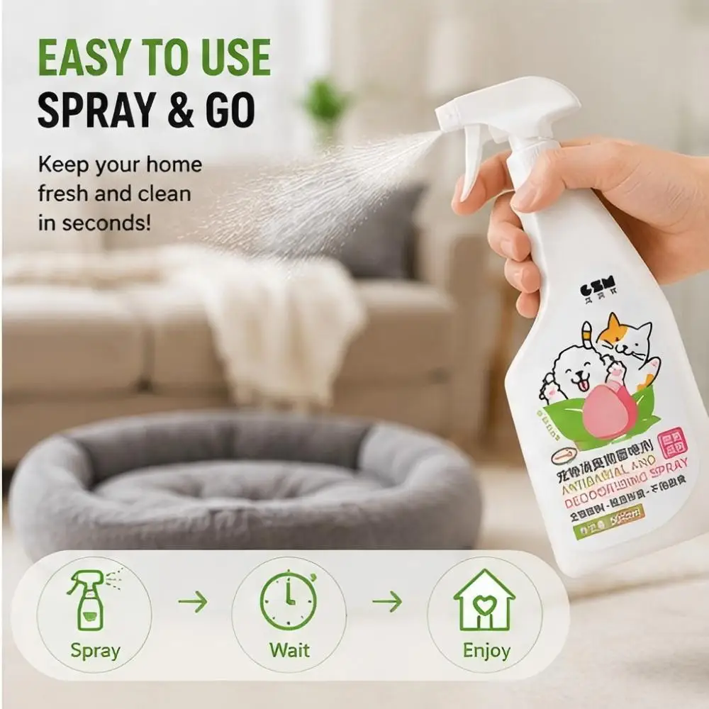 Spray Deodorante per Animali Domestici con Bioenzimi, Eliminatore di Odori di Urina, Liquido Disinfettante Antibatterico per Gatti e Cani, Prodotti per la Pulizia degli Animali Domestici da Interno - immagine 6
