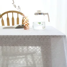 

Cotton Tablecloths, Waterproof Table Covers Chrysanthemum White Dining Table Coffee Table Deco