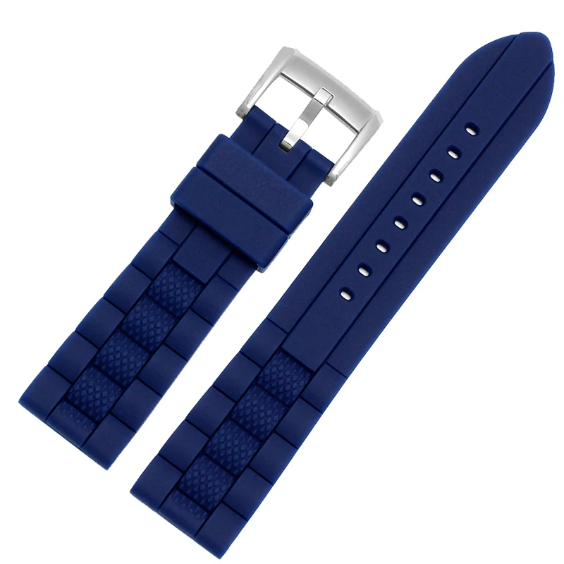Silicone Sports Waterproof Watch Band – Breathable Rubber Strap, Blue, 22mm/23mm