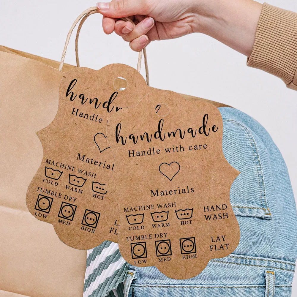 Handmade Care Instruction Tags 30Pcs 2.5&times;3.25 inch Clothes Washing Instruction Cards for Small Business Online Materials Care
