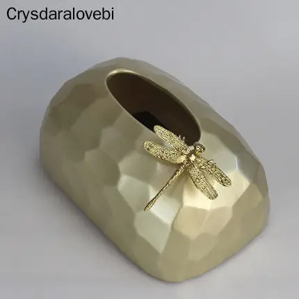 

Modern Ceramic Golden Tissue Box Home Simple Living Room Restaurant Hotel Paper Towel Storage Box Desktop Decoration