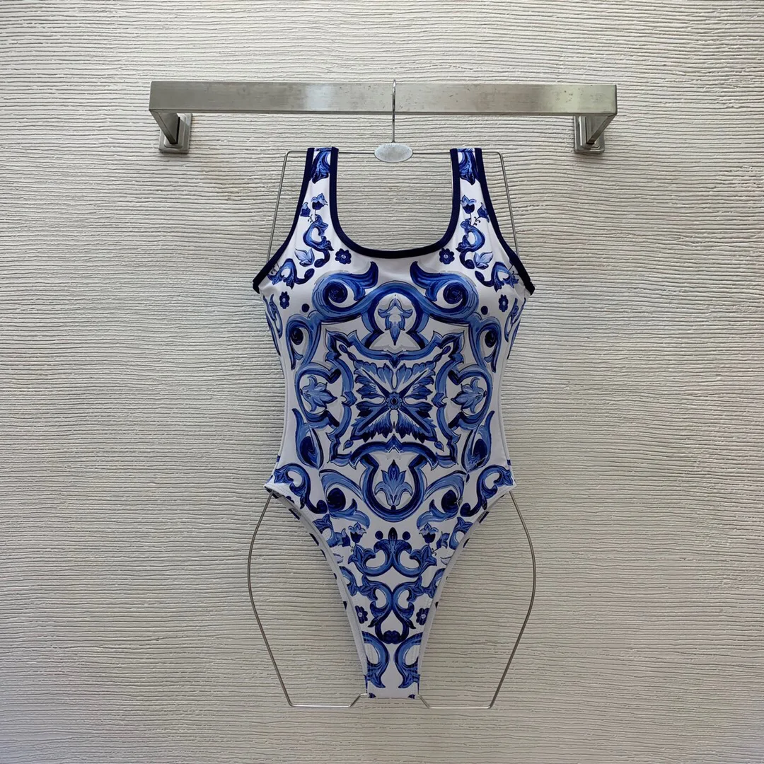 Women One Piece Swimsuit & Skirt Blue Holiday Beachwear Vintage Swimwear Female Retro Designer Bathing Suit Surf Wear Summer for one piece swimsuit