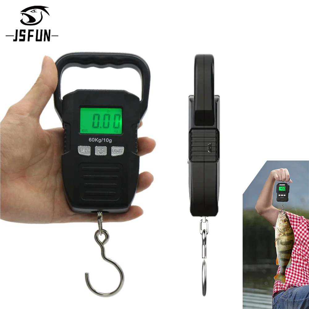Black Electronic Weighing Digital Scale Rechargeable LCD 60Kg 10g Luggage Scale Hanging Hook Fishing with Measuring Tape