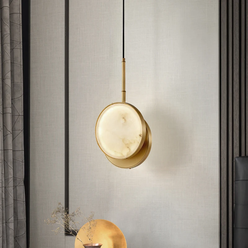 

Postmodern Minimalist Dining Table Brass Chandelier Nordic Bedroom Bedside Aisle Entrance Spanish Marble Small Pendant Light