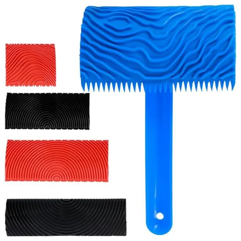 AA63 뜨거운 5Pcs 고무 나뭇결 롤러 도구 DIY 벽 바닥에 대 한 재사용 가능한 곡물 패턴 그림 도구