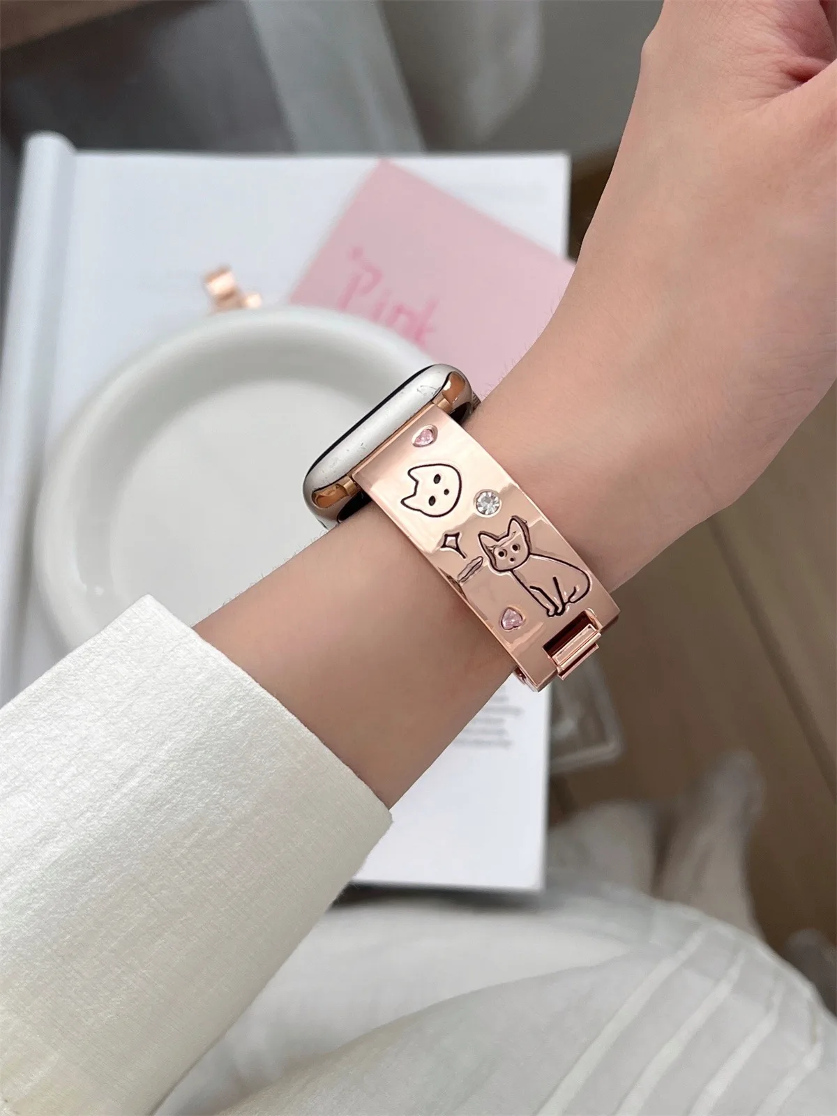 Bracelet de montre pour iwatch 42/44/45/46/49 mm 38/40/41 mm Bracelet de montre tendance en métal pour montres série Ultra2 série 10/9/8/7/6/5/4/3/2/1_voghion.com