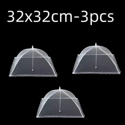 Collapsible Mesh Food Cover Umbrella - Fly and Mosquito Protection for Kitchen & Outdoor Use (12inch 32x32cm 3pcs)