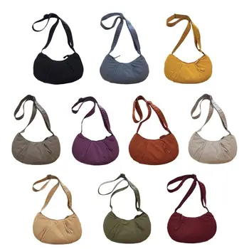 Borsa a tracolla tinta unita con tracolla lunga, stile semplice, grande capacità, per uso quotidiano