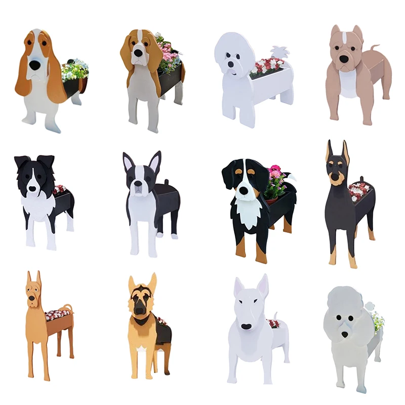 정원 화분 개 모양 화분, 푸들 코기 요크셔 동물 화분, 플라스틱 화분, 식물 용기, DIY 정원 홈 장식 