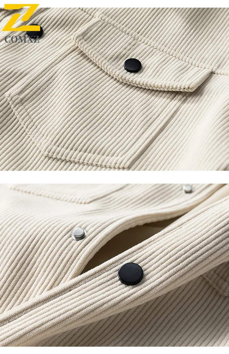 EiAO Jacket Men's Corduroy  Business Casual Slim Fit Stand Collar  Waterproof  Windproof Coat for Hiking Camping Fishing 2025