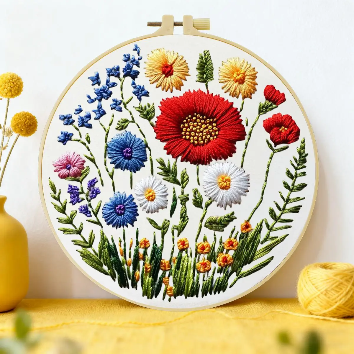 1 Stück 20X20CM/15X15CM 7,87/6,3 Zoll Blumen-Stickerei-Starter-Kit DIY-Kit DIY-Stickerei-Set Handarbeiten Nähkunst Heimdekoration