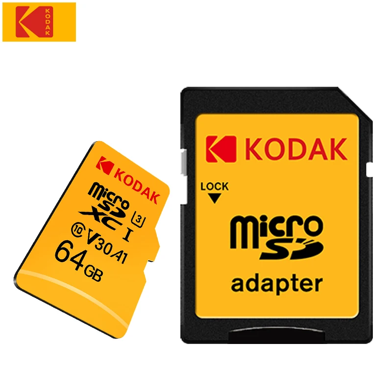 

KODAK Micro SD 32GB 64GB V30 Class 10 Memory Card 128GB 256GB U3 A1 95MB/s HD 4K Microsd TF Card For Adapter UHS-I