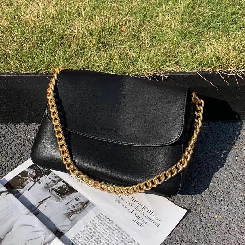 

Tote Bag Soft Leather Bag Women's Large Capacity Simple Autumn Winter Chain Underarm Bag Fashion One Shoulder Small Square Bag