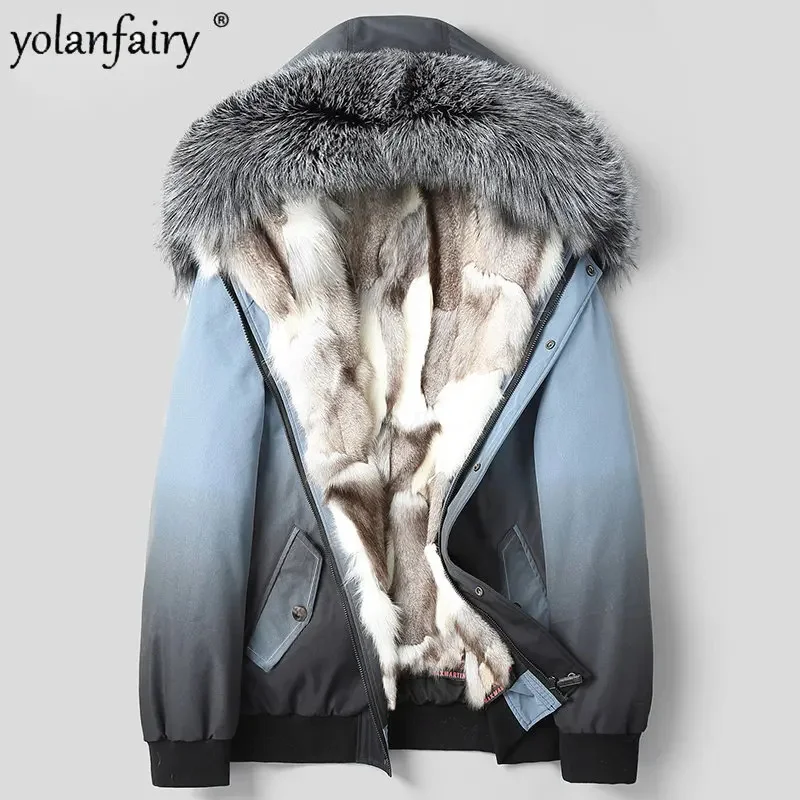 

YOLANFAIRY 2024 Winter Jacket Men's Parka Fox Fur Linner Big Collar Real Coat Men Clothes Casaco Masculino