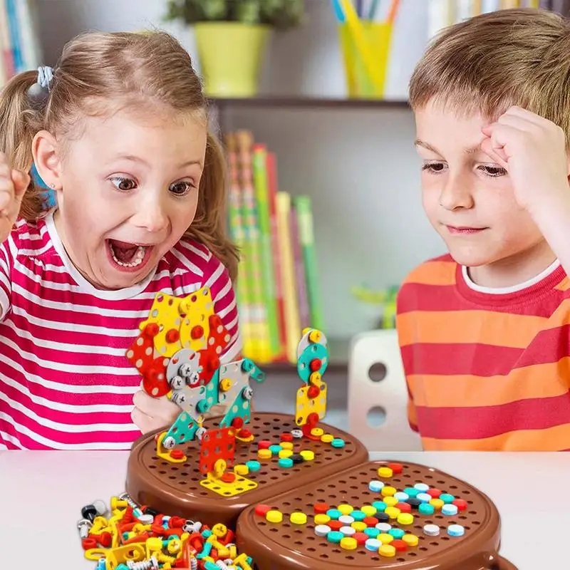 Drill Set Building Blocks Construction Creative Pegboard Games Fine Motor Skills Montessori Toys Sensory Toys For Toddler