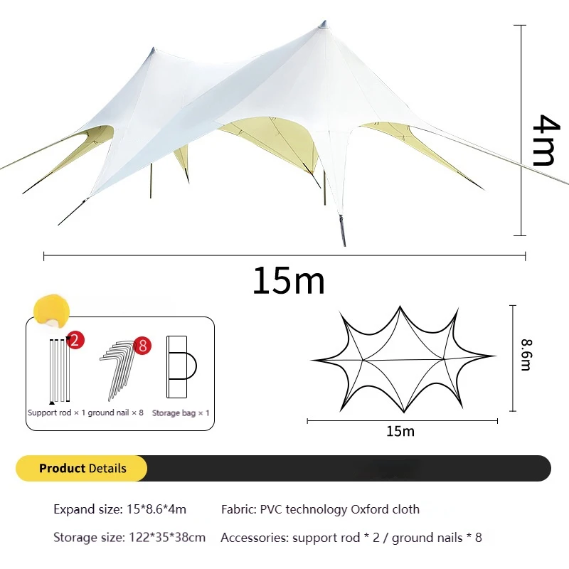 15m Castle Shape Camp Canopy sunshade patio full folding awnings outdoor parasol Shelter garden tents