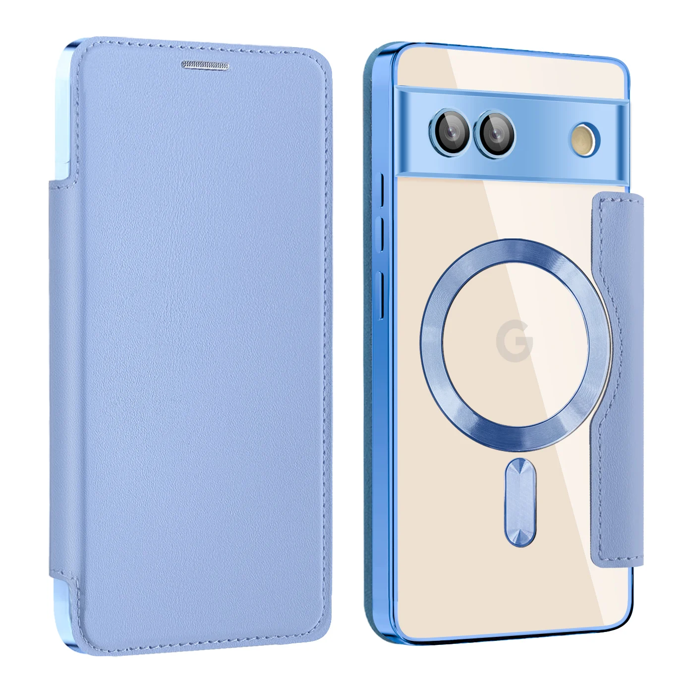 Electroplated Luxury Flip Leather Case with MagSafe Wireless Charging Protection