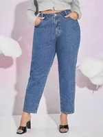 3xl Plus Size Women Clothing Spring Summer Blue Denim Overalls with Pockets Light Washed Casual Jeans Pants Ankle Length Pants