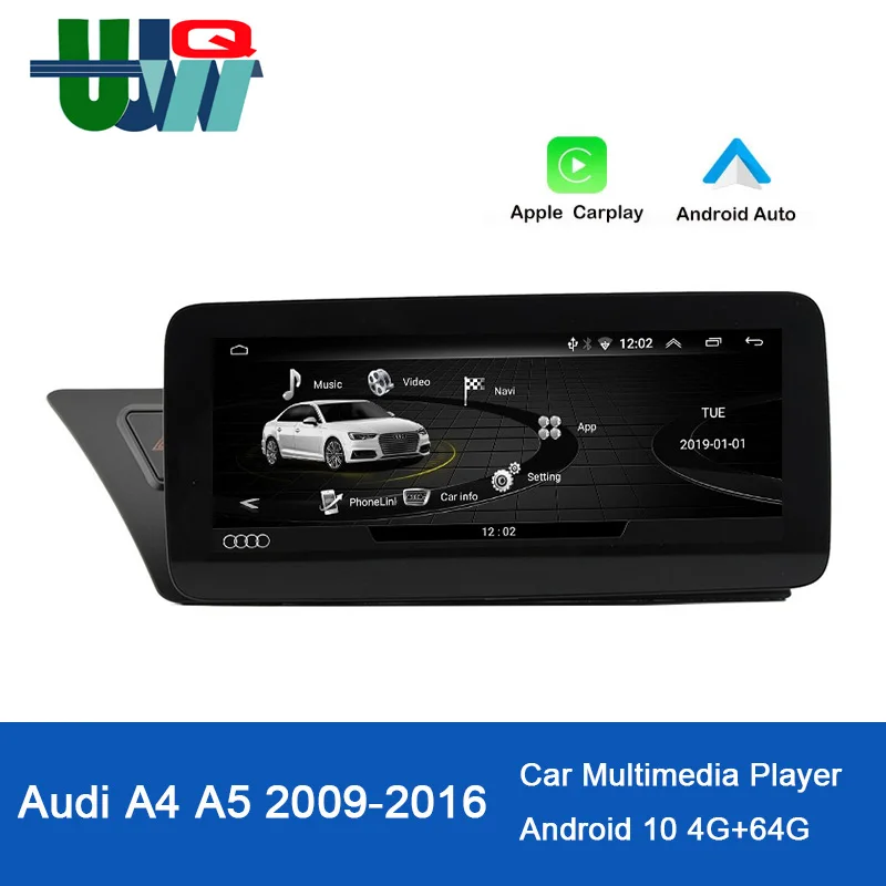 Автомагнитола UJQW Android 10 0 мультимедийный плеер 2 Din DVD для Audi A4 A5 B8 2009-2016 сенсорный