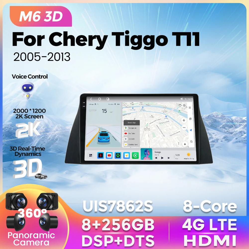 

Новинка Автомагнитола M6 3D UI 2K с экраном для Chery Tiggo T11 2005-2013 мультимедийный плеер GPS навигация для Carplay Android Авто DTS BT