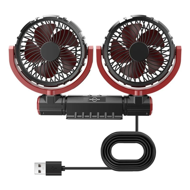 

Car Fan Double Head USB Fan for Car, Vehicle Cooling Fan Brushless Motor 3 Speed, 360Rotation, for Car Dashboard Drop Shipping