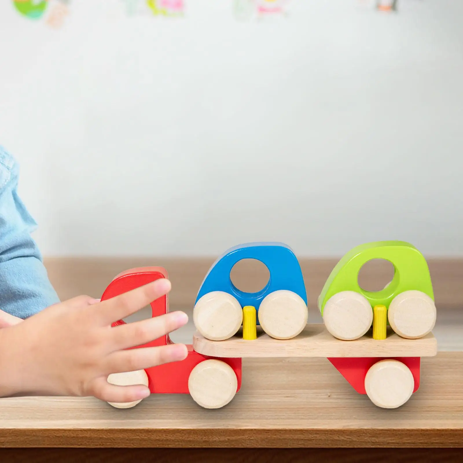 

Wooden Trailer Toy DIY Painting Wooden Truck Educational Unfinished Wooden Cars for Party Preschool Gift Activities Woodworking