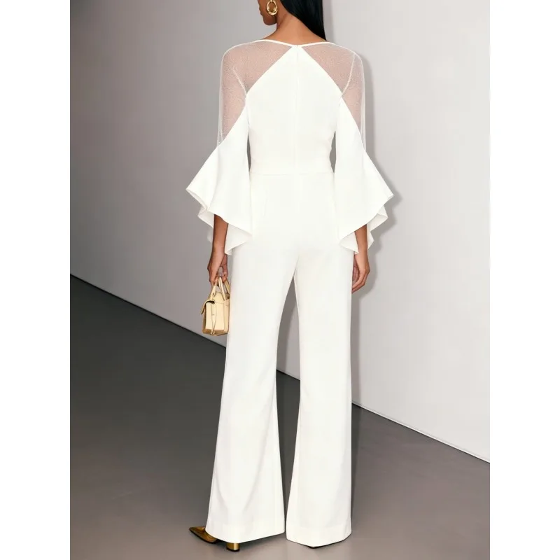 طقم مكون من قطعتين باللون الأبيض من Tinan بأكمام م...