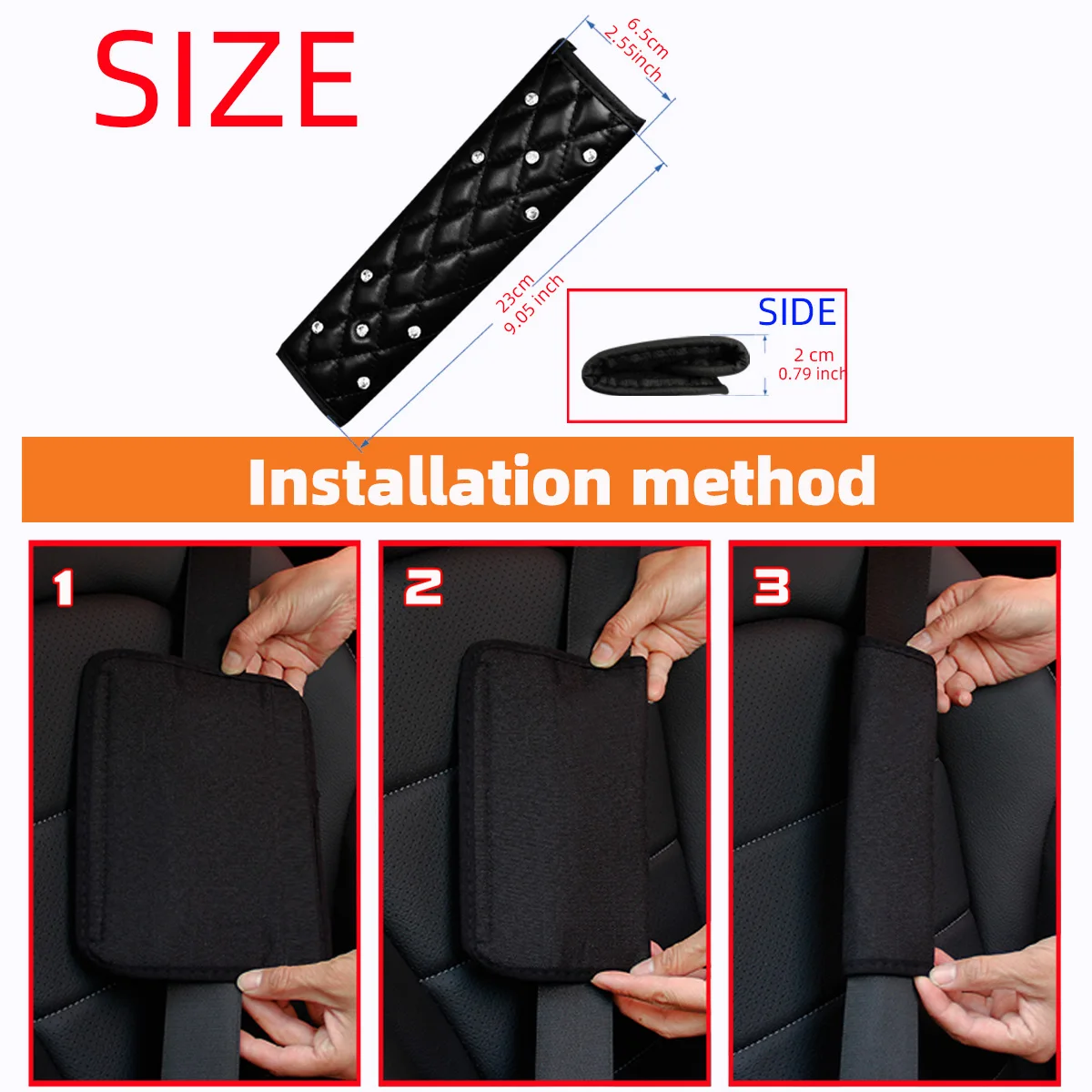 Automotive Seat Belt Shoulder Cover Diamond-encrusted PU Leather Decompresses Anti-tightening