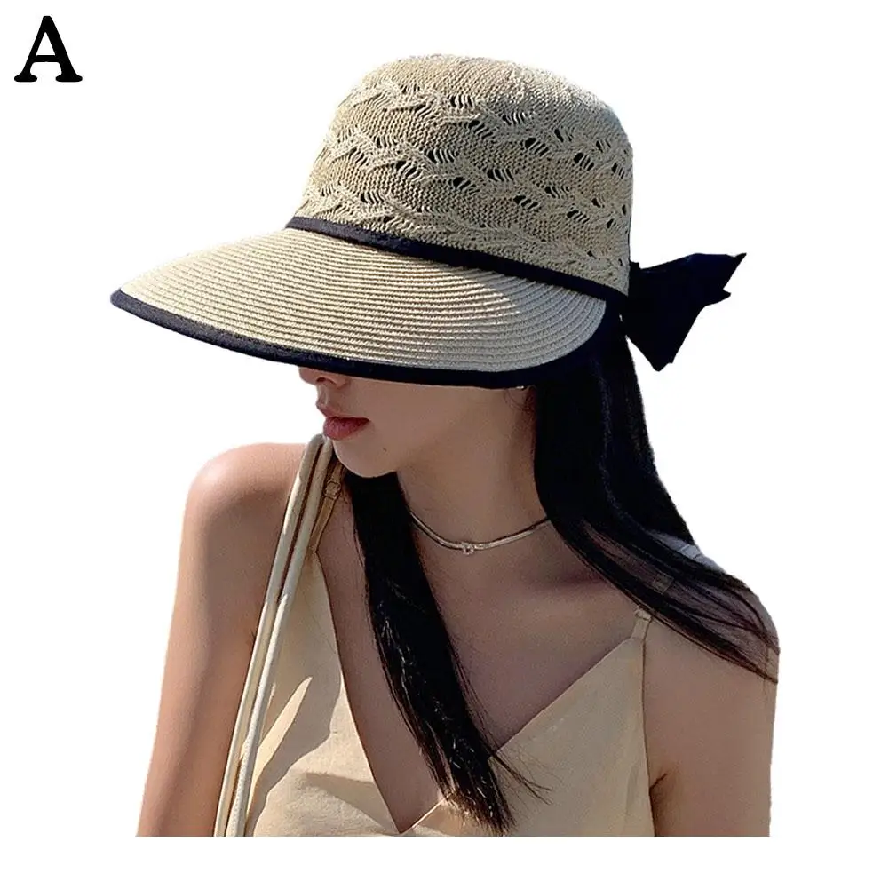 Women's Ponytail Straw Hat Wide Brim Beach Sun Hat For Summer_voghion.com