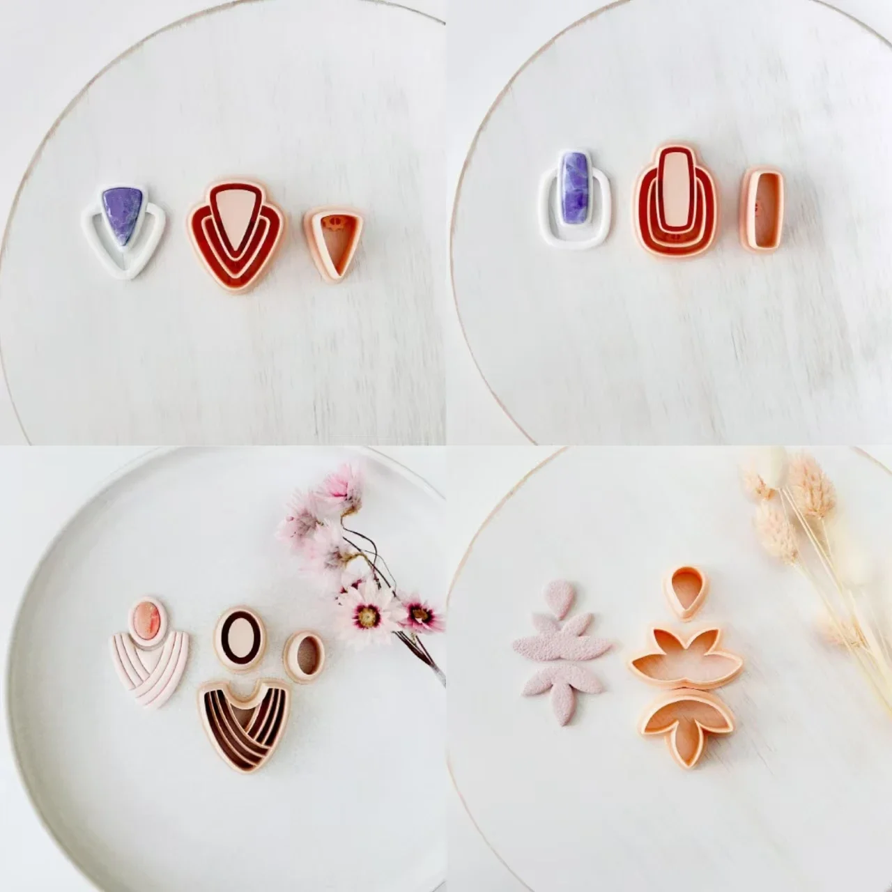 Polymer Clay Earring Cutters 4 CUTTER SET Dangle Abstract shape Long Cutter