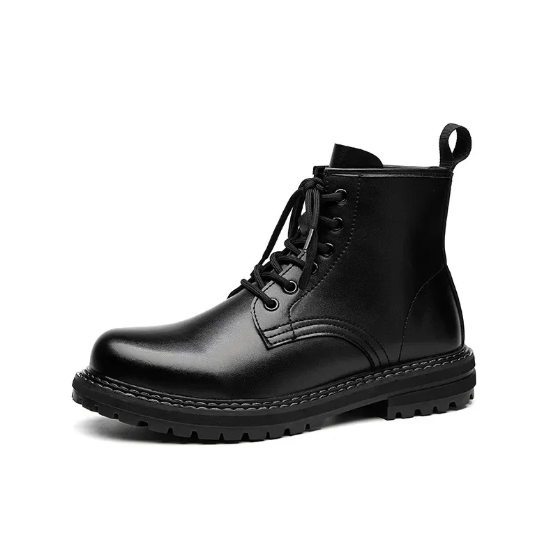

Мужские Дизайнерские ботильоны, черные кожаные ботинки с высоким берцем в английском стиле, повседневная обувь в стиле пэлт, для осени и зимы