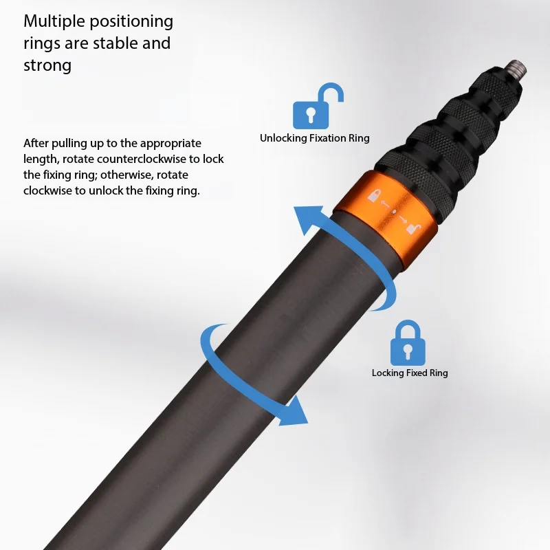 Ultra Long 3-Meter Carbon Fiber Adjustable Telescopic Invisible Selfie Stick