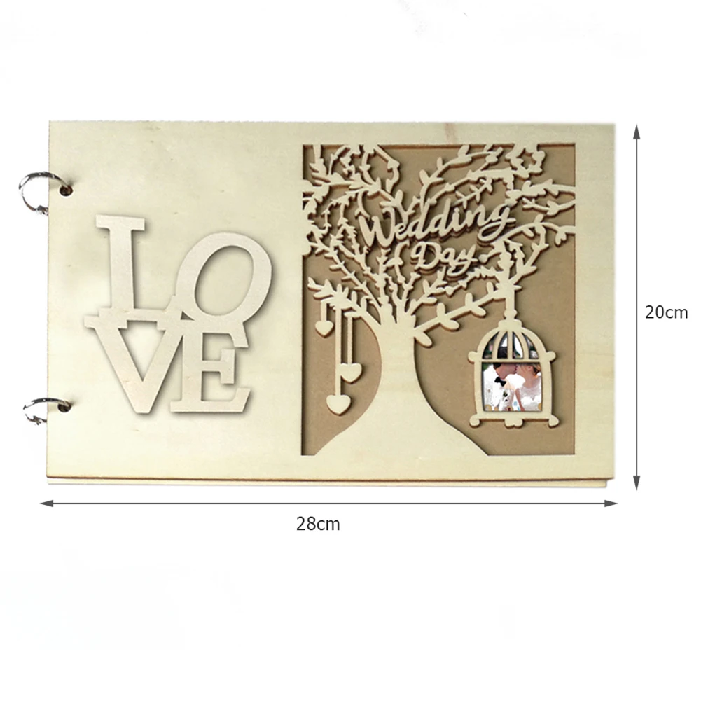 Wedding Guest Sign Books Wooden Heart Hollow Notebook Vintage Name Board Decor Material Of Plywood And Birch Board Log Color