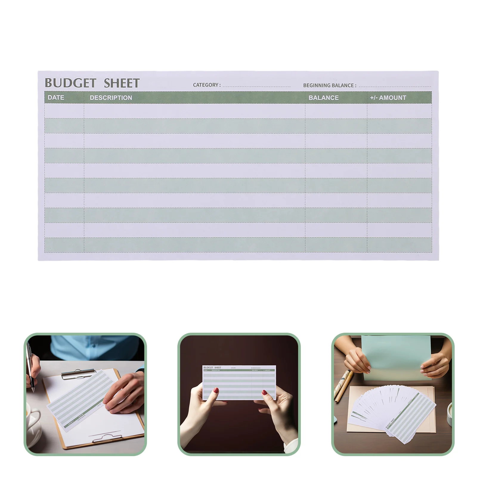 

50 Sheets of Portable Budget Sheets Cash Binder Refills Daily Expense Record Cards Expense Tracker