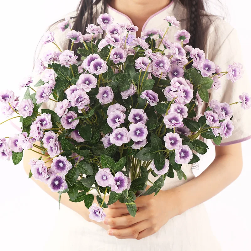 

1 Bunch 20 Head Artificial Purple Jasmine Silk Fake Flowers DIY Family Garden Center Wedding Decorations Decoración Hogar