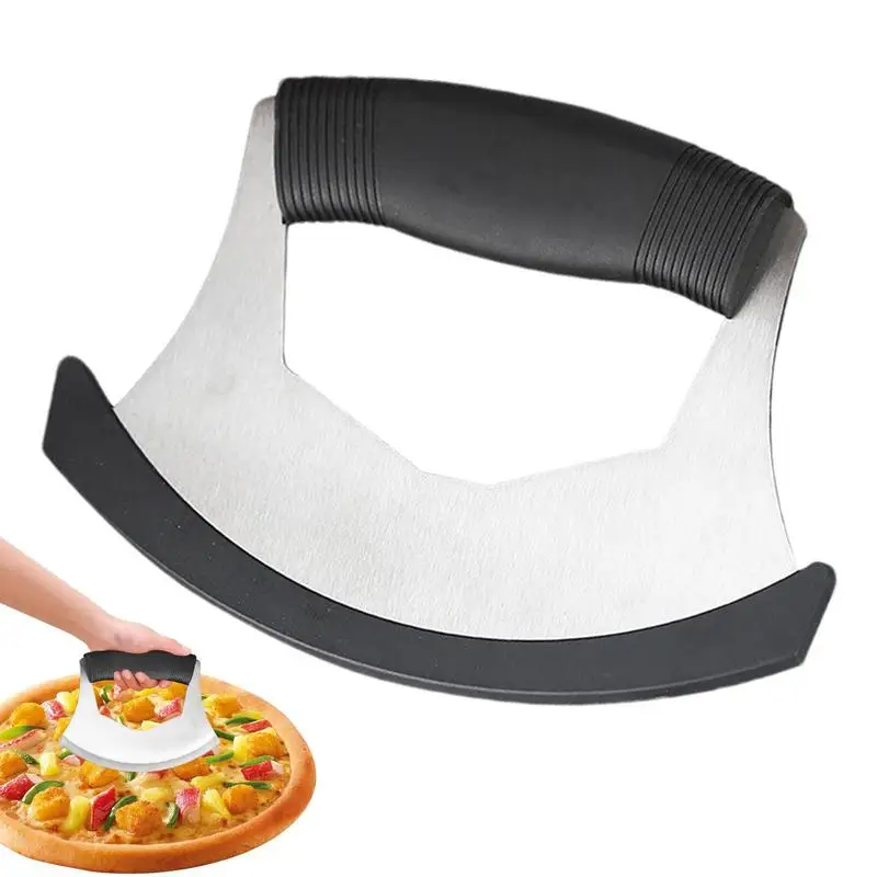 

Pizza Cutter Stainless Steel Heavy Duty Sharp Rocker Blade knife Slicer Salad Chopper Tool Pizza Slicer Chopper Cleaver Chopping